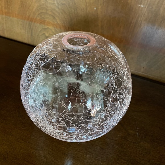 Pink Silvestri Crackled Glass Round Vase